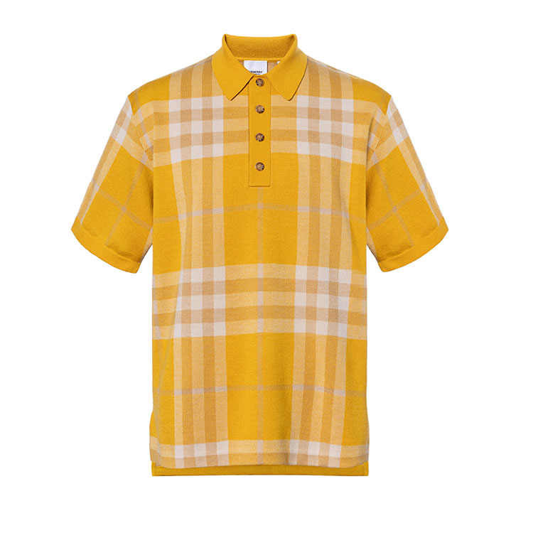 Burberry SS23  Loose Fit Check Short Sleeve Polo Shirt Marigold Yellow 80659711
