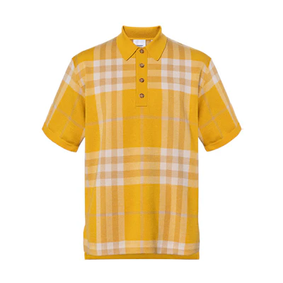 Burberry SS23 Loose Fit Check Short Sleeve Polo Shirt Marigold Yellow 80659711