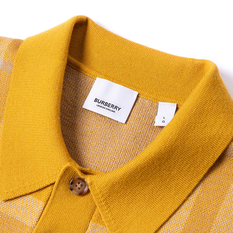 Sizing 博柏利 SS23 宽松版格子短袖马球衫 万寿菊黄 80659711