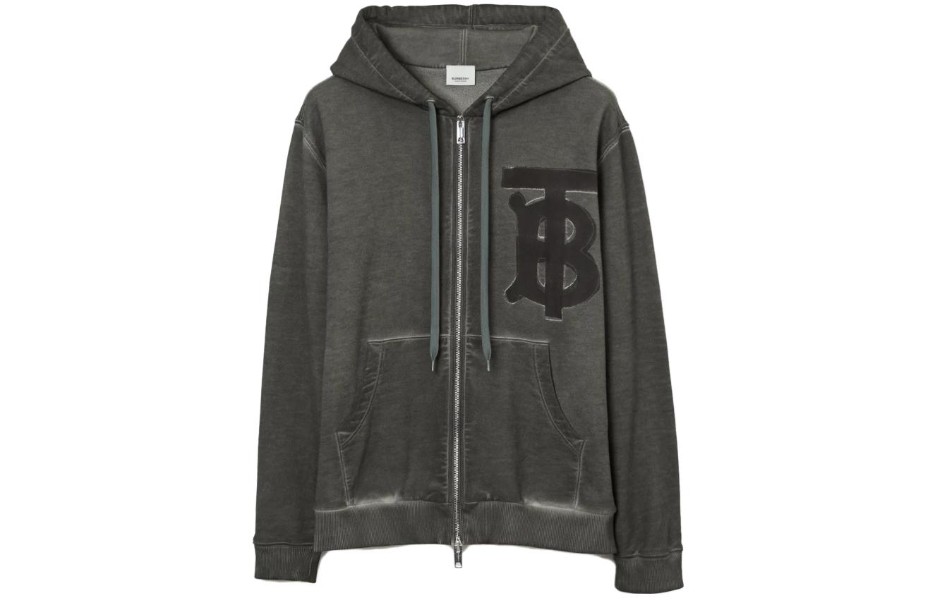 Burberry SS23  Loose Fit Cotton Zip Hoodie with Logo Print - Charcoal Gray. 80675111 圖 2