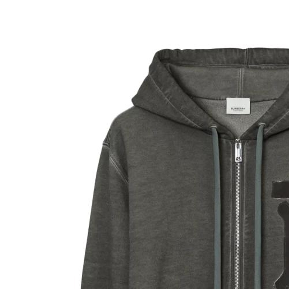 Burberry SS23  Loose Fit Cotton Zip Hoodie with Logo Print - Charcoal Gray. 80675111 圖 6