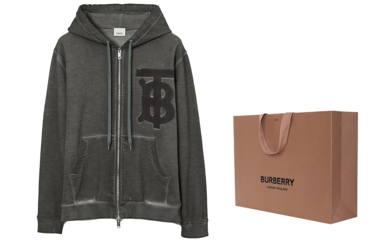 Burberry SS23  Loose Fit Cotton Zip Hoodie with Logo Print - Charcoal Gray. 80675111 圖 8