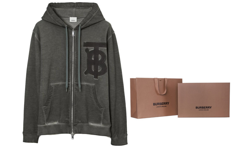 Burberry SS23  Loose Fit Cotton Zip Hoodie with Logo Print - Charcoal Gray. 80675111 圖 9