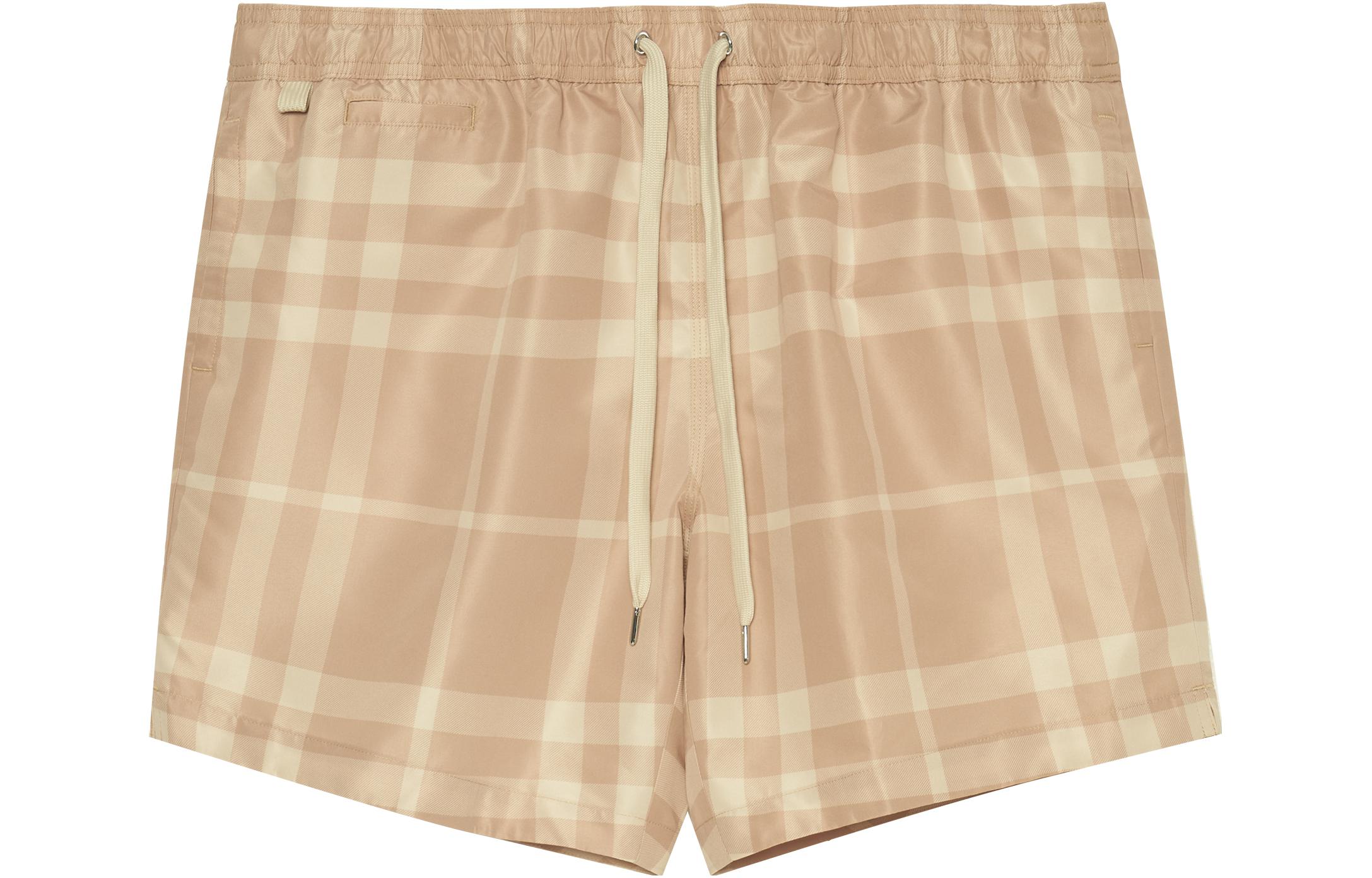 Lookbook Burberry SS23 中腰格紋抽繩休閒短褲 米色. 80685551