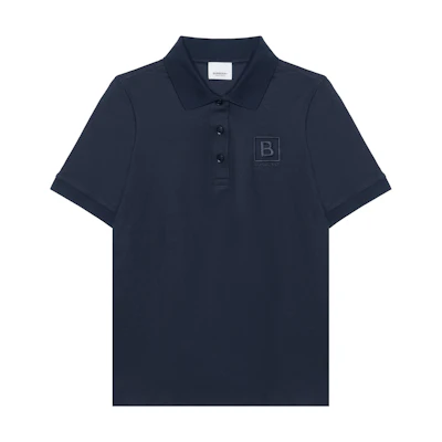 Burberry SS23 Navy Blue Logo Crewneck Short Sleeve Polo Shirt. 80526521