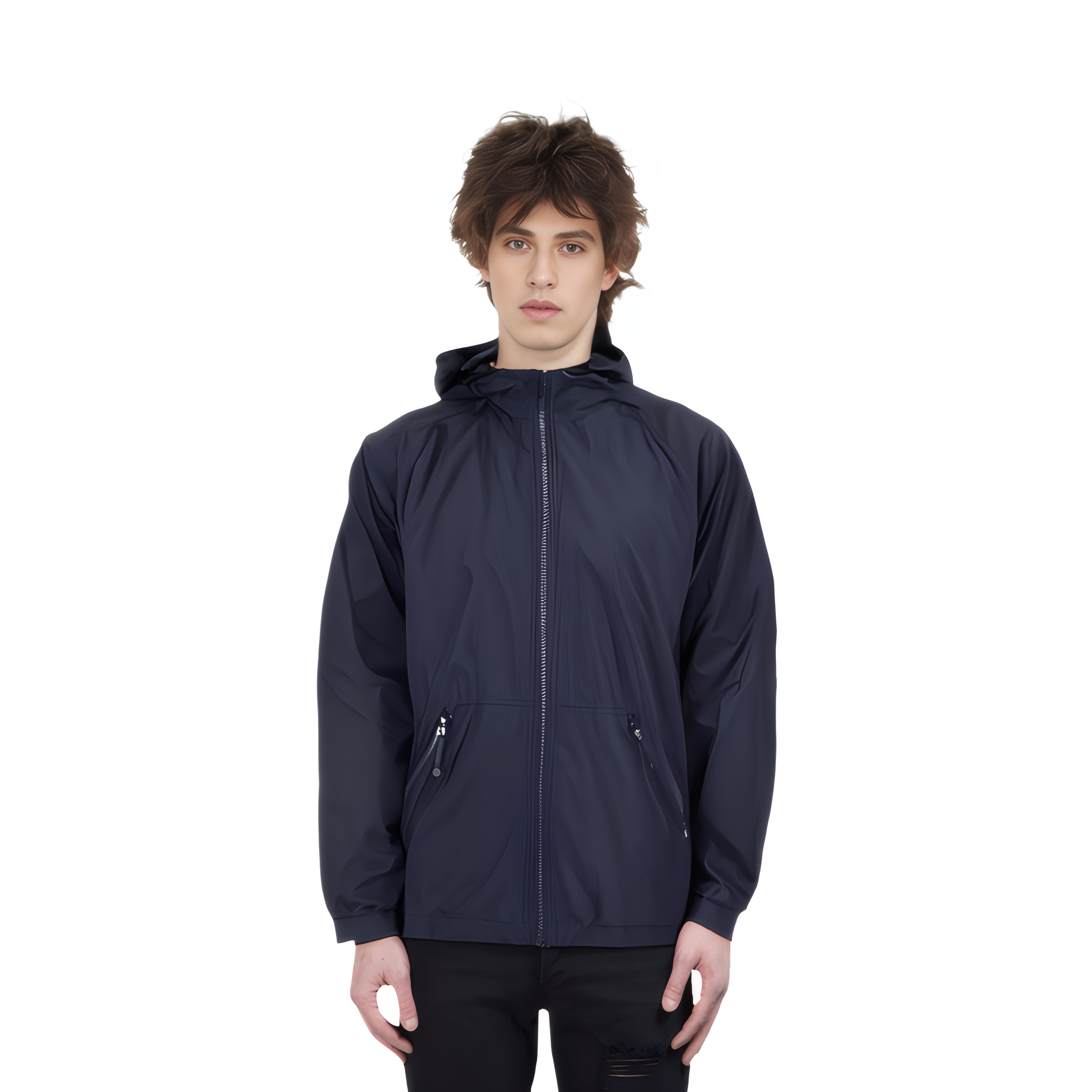 Shop Burberry SS23 Navy Blue Logo Zip-Up Hoodie Jaket 80510081