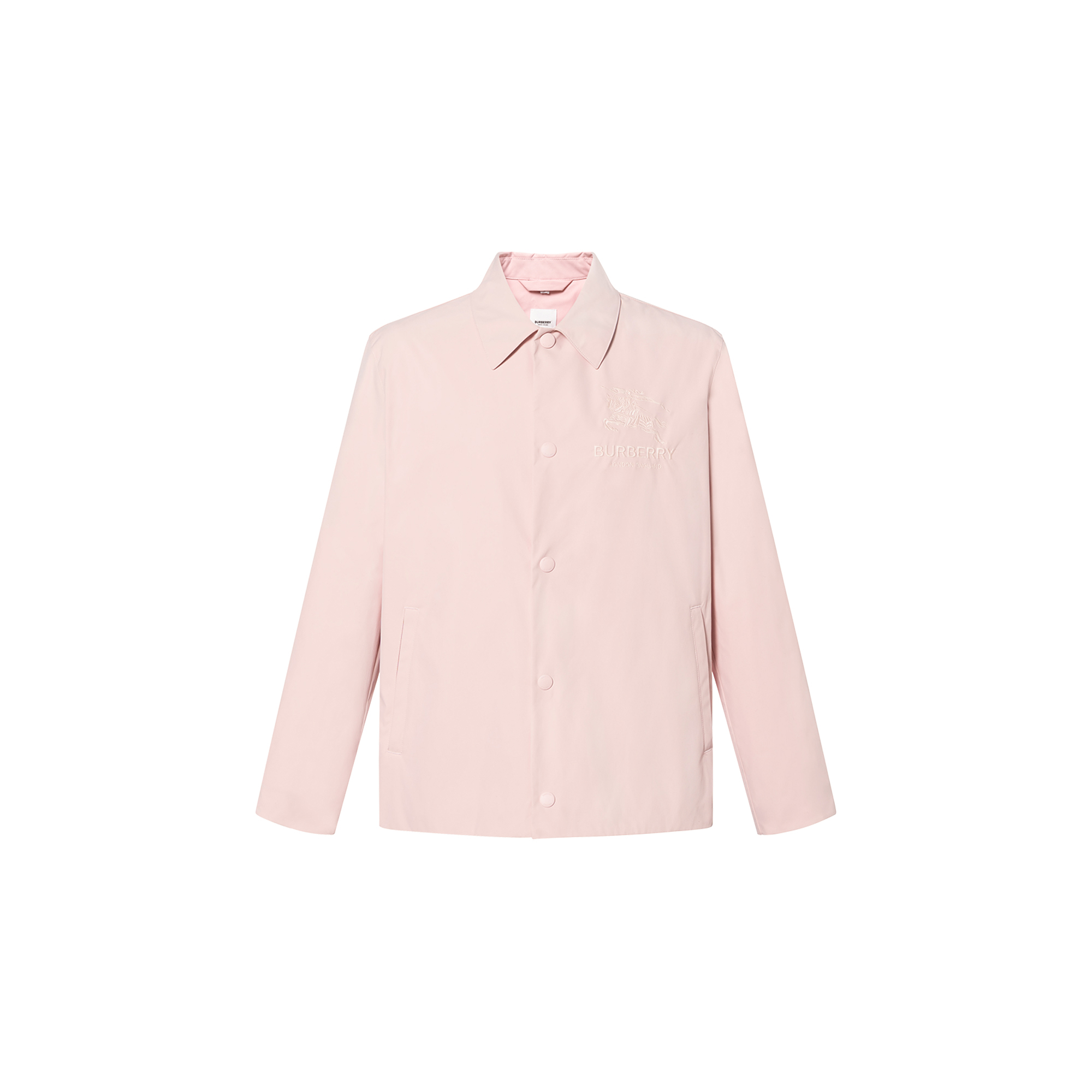 Burberry SS23  Pink Logo Embroidered Long-Sleeve Square-Neck Shirt. 80715081