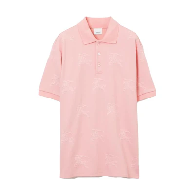 Burberry SS23 Pink Tonal Pattern Button Short Sleeve Polo Shirt 80714071