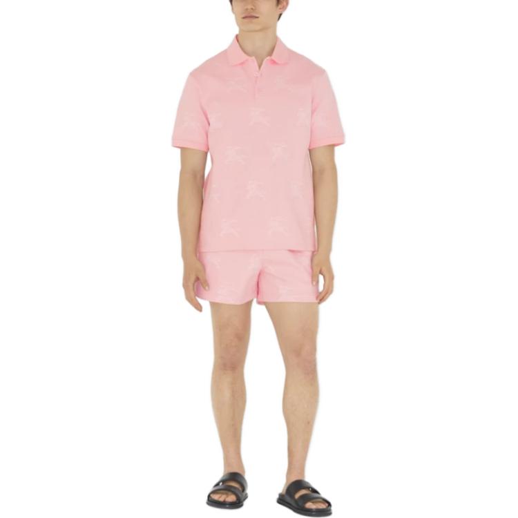 Burberry SS23  Pink Tonal Pattern Button Short Sleeve Polo Shirt 80714071 圖 3