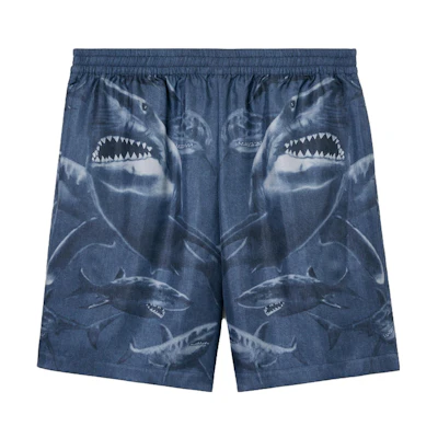 Burberry SS23 Shark Print Silk Shorts Navy Blue 8071937B5365