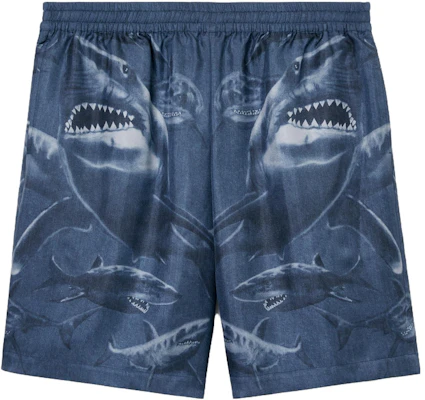 Burberry 2023春夏鲨鱼印花丝绸短裤海军蓝 8071937B5365 Order Burberry 2023春夏鲨鱼印花丝绸短裤海军蓝 8071937B5365