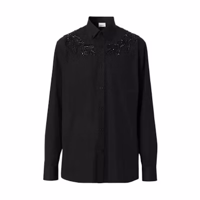 Burberry SS23 Single-Breasted Long-Sleeve Dress Shirt Black 80643061