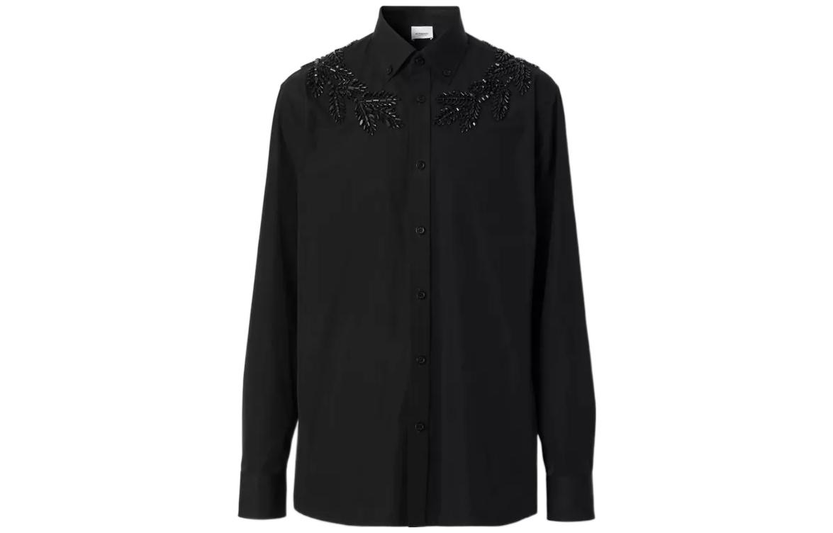 Order Burberry SS23  Single-Breasted Long-Sleeve Dress Shirt Black 80643061