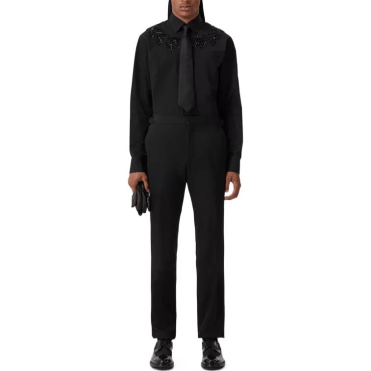 Shop Burberry SS23  Single-Breasted Long-Sleeve Dress Shirt Black 80643061