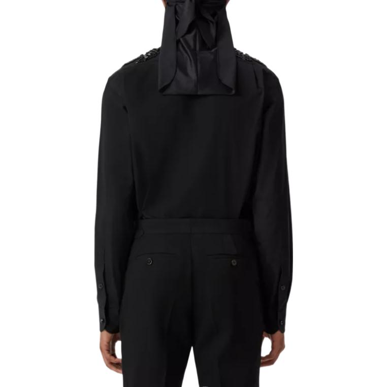 Details for Burberry SS23  Single-Breasted Long-Sleeve Dress Shirt Black 80643061