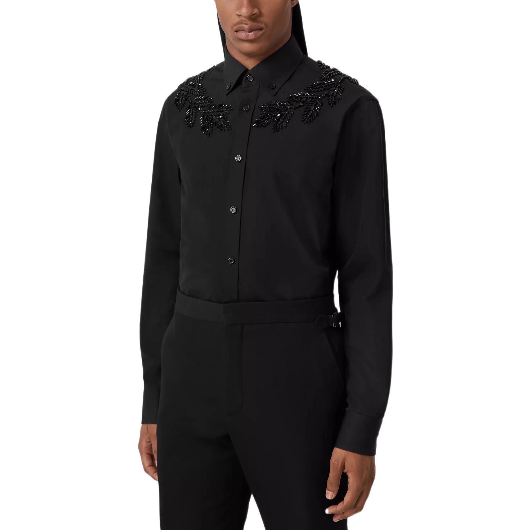 Sizing Burberry SS23  Single-Breasted Long-Sleeve Dress Shirt Black 80643061