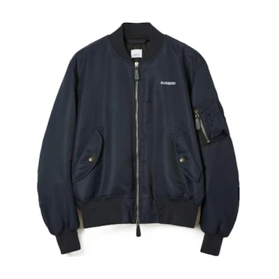 Burberry SS23 Smoked Navy Logo Print Bomber Jacket. 80656321