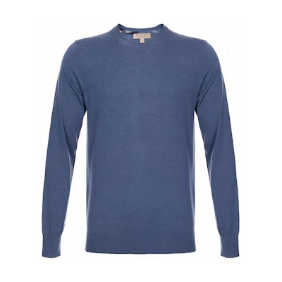 Burberry SS23 Solid Blue Crewneck Long Sleeve Knit Sweater 40228251