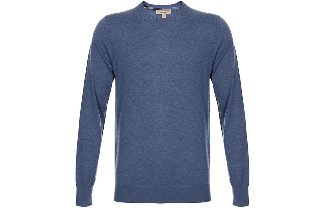 Order Burberry SS23 Baju Sejuk Jalinan Lengan Panjang Biru Padu 40228251