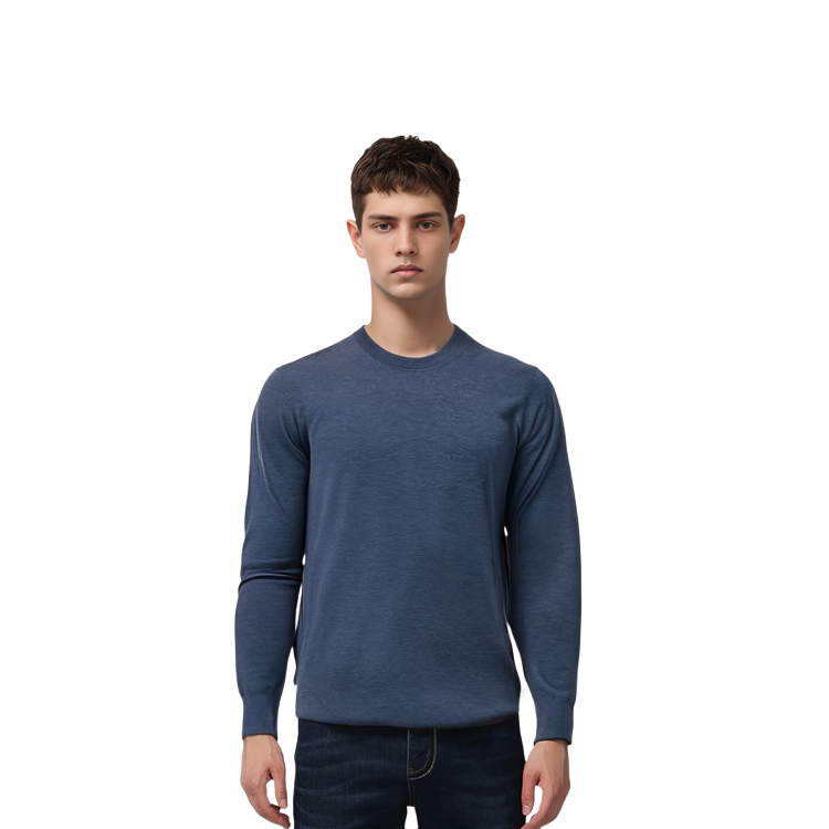 Shop Burberry SS23 Baju Sejuk Jalinan Lengan Panjang Biru Padu 40228251