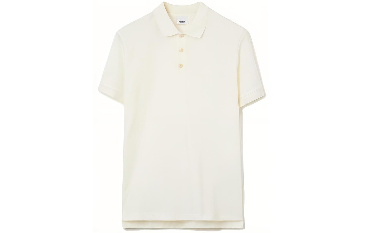 Burberry SS23  Solid Button Casual Short Sleeve Polo Shirt Warm White. 80706491