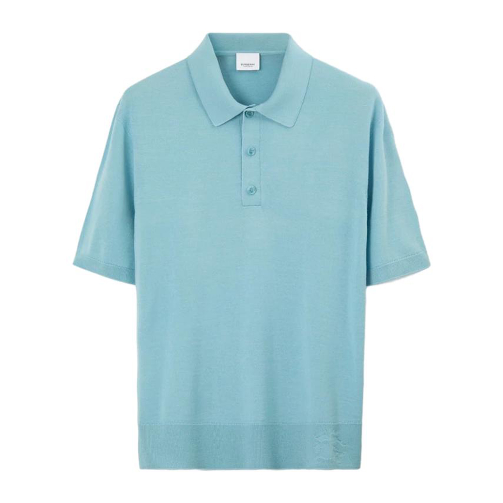 Burberry SS23  Solid Casual Polo Shirt Denim Blue. 80703201