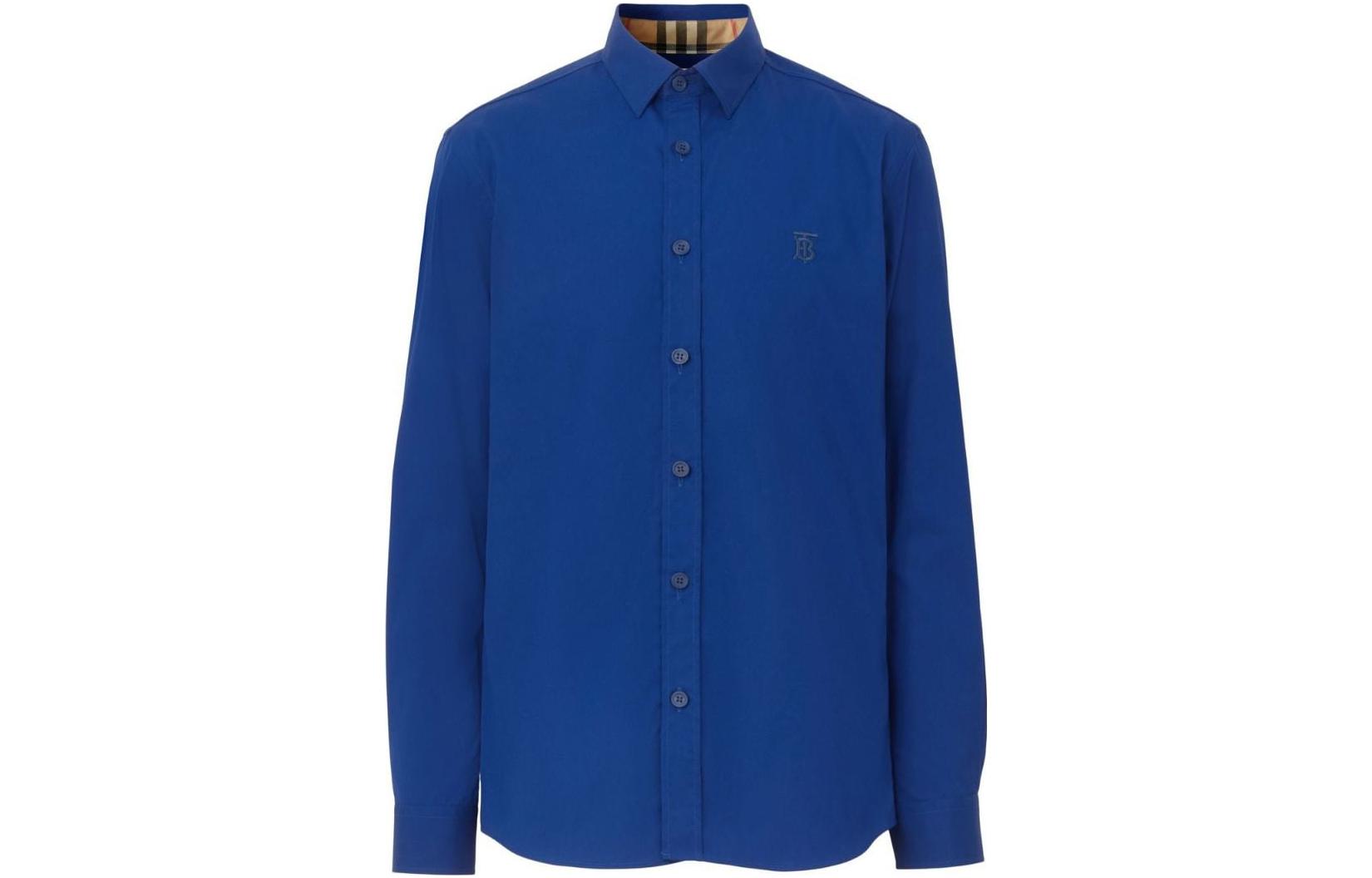 Order Burberry SS23  Solid Casual Single-Breasted Shirt Blue 80618161