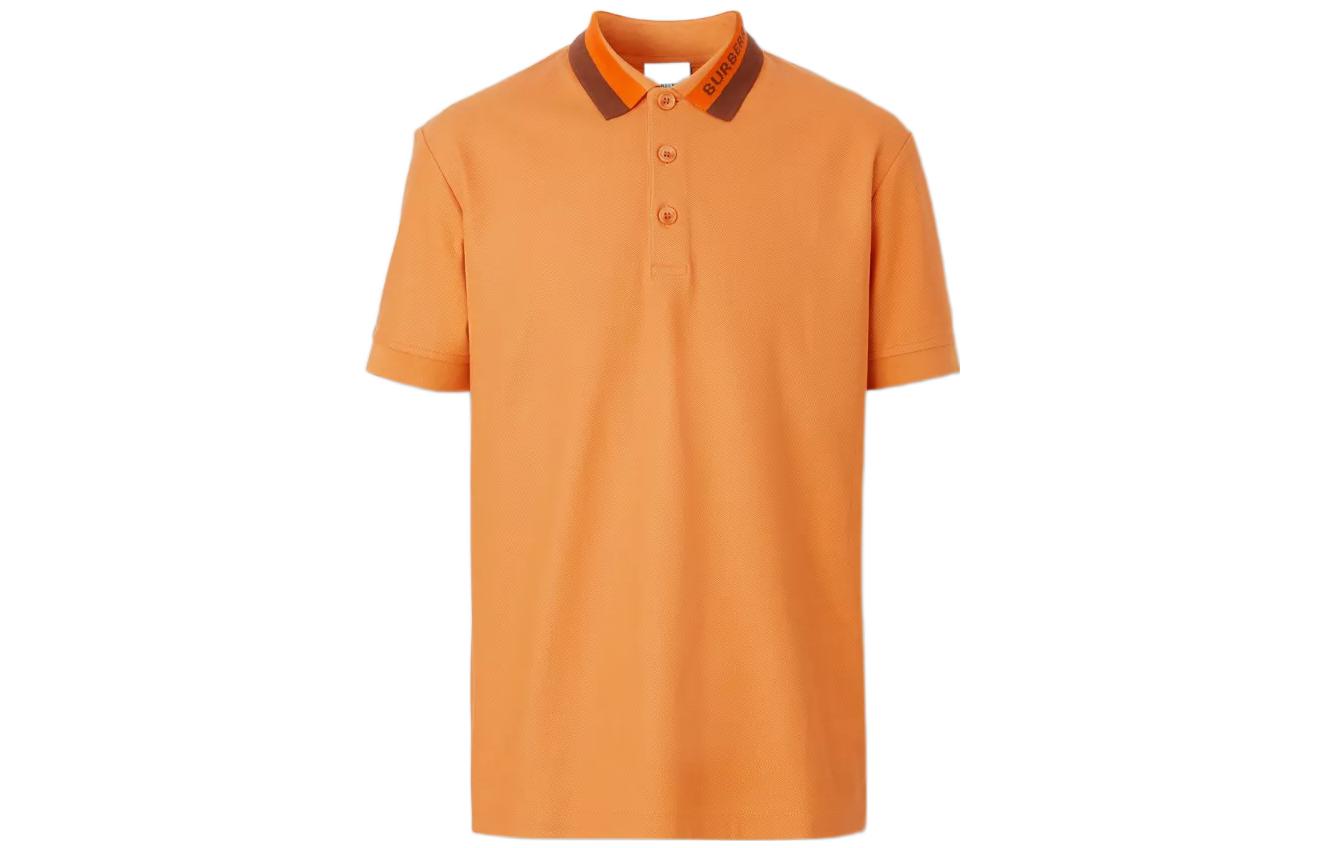 Buy Burberry SS23  Solid Color Button Short Sleeve Polo Shirt Orange 80642041