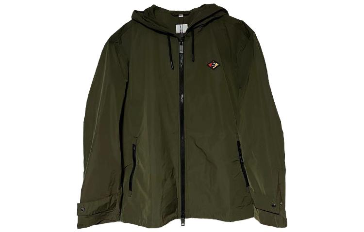 Burberry SS23  Solid Color Zip-Up Hooded Jacket Green 80469781