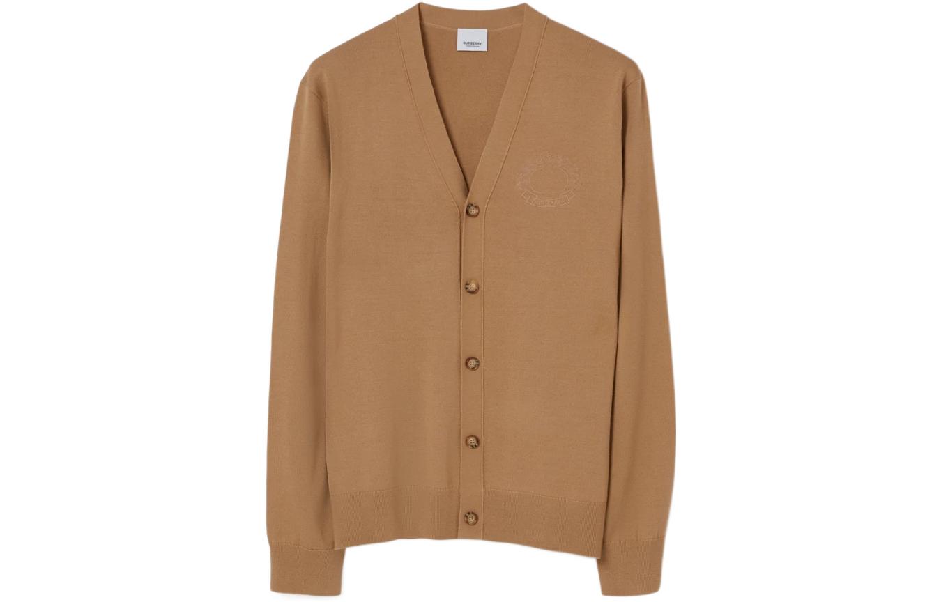 Burberry SS23  Solid Embroidered Wool Sweater Camel Color 80655941