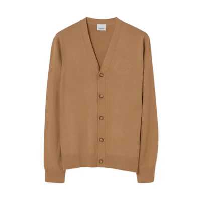 Burberry SS23 Solid Embroidered Wool Sweater Camel Color 80655941