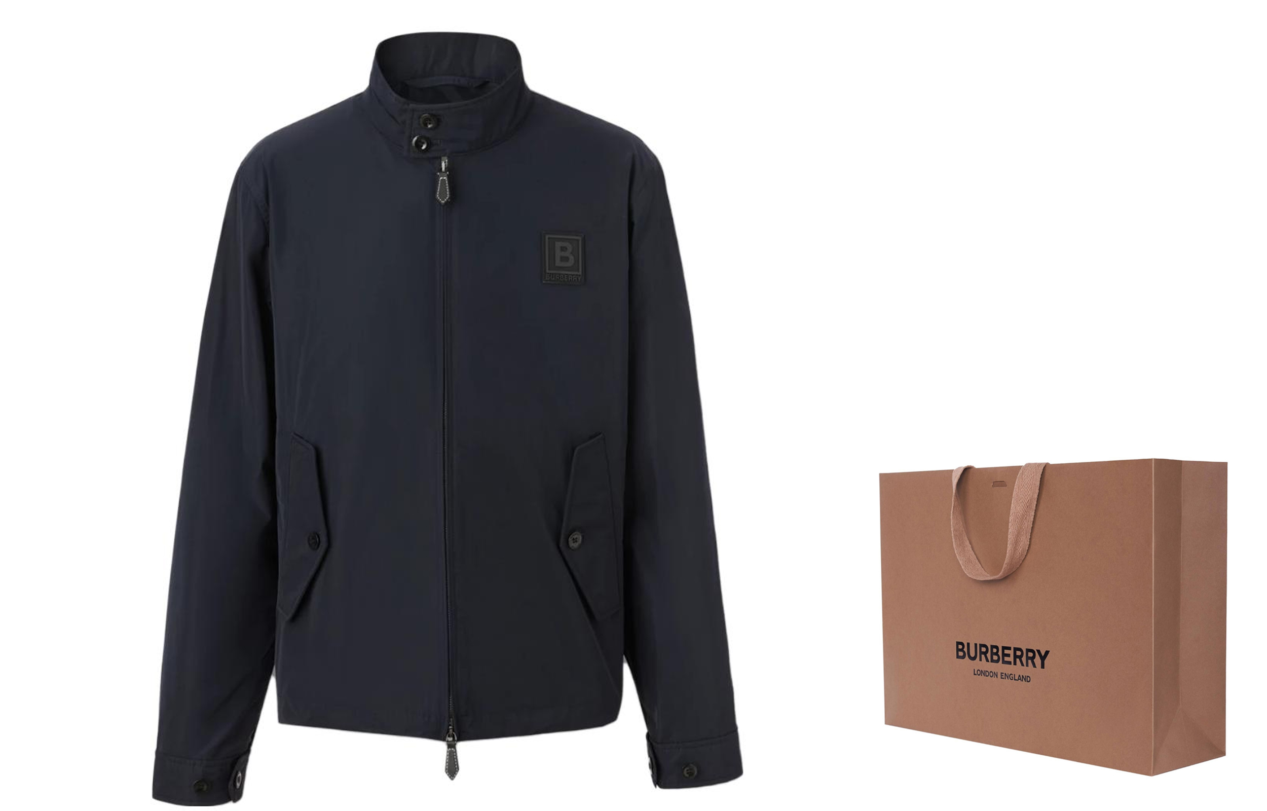 Lookbook Burberry SS23  Solid Leather Logo Jacket in Peacock Blue. 80616531