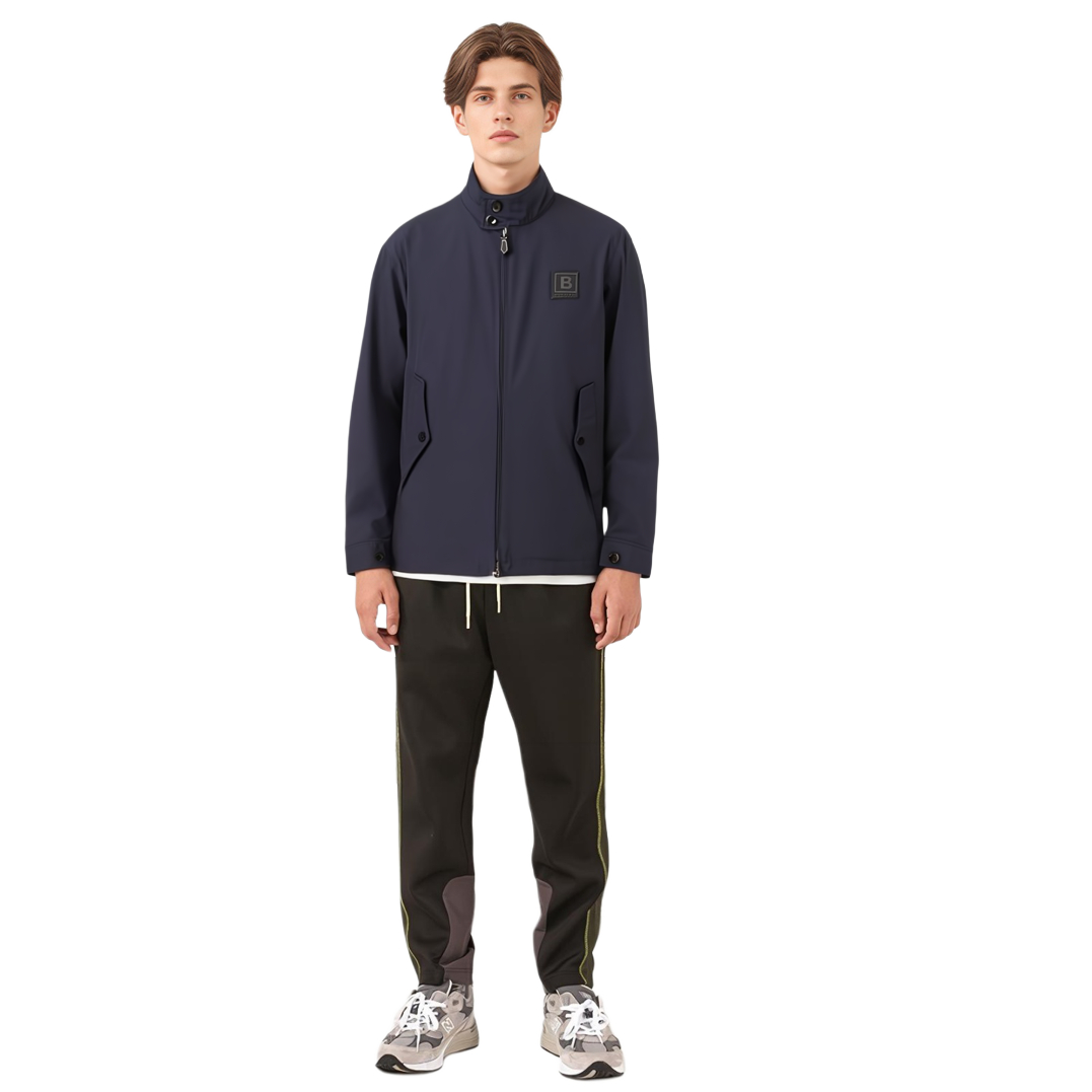 Shop Burberry SS23  Solid Leather Logo Jacket in Peacock Blue. 80616531