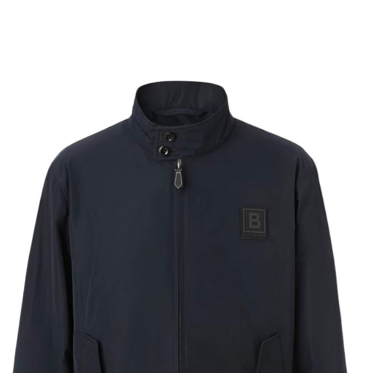 Purchase Burberry SS23  Solid Leather Logo Jacket in Peacock Blue. 80616531