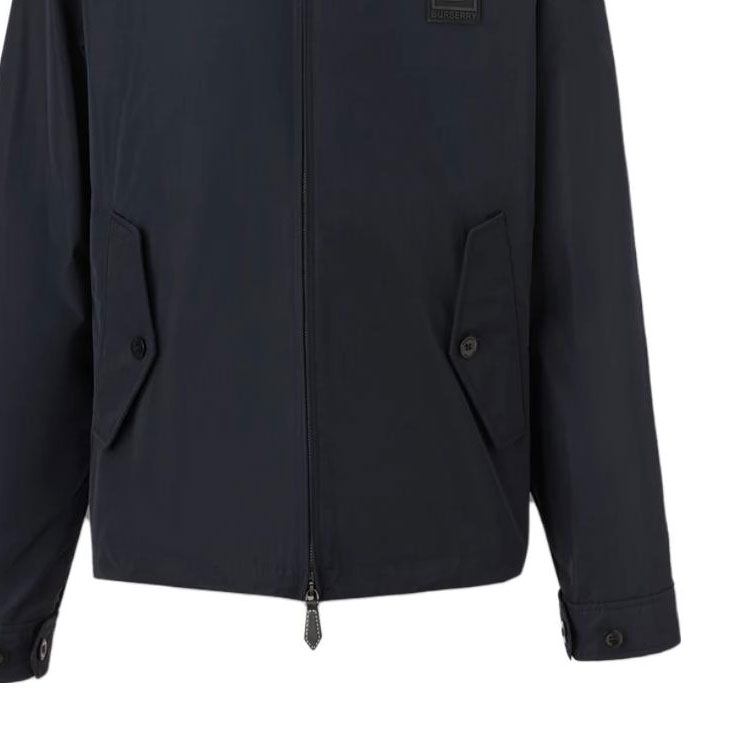 Cheap Burberry SS23  Solid Leather Logo Jacket in Peacock Blue. 80616531