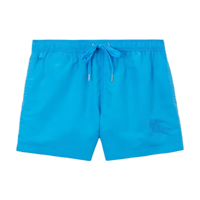 Burberry SS23 Solid Logo Embroidered Drawstring Swim Shorts Blue 80712421