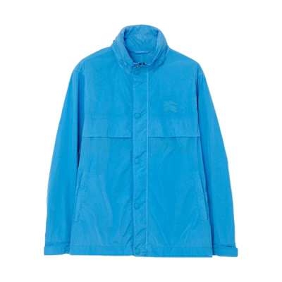 Burberry SS23 Solid Nylon Jacket with Equestrian Logo Patch - Vibrant Blue. 80658491