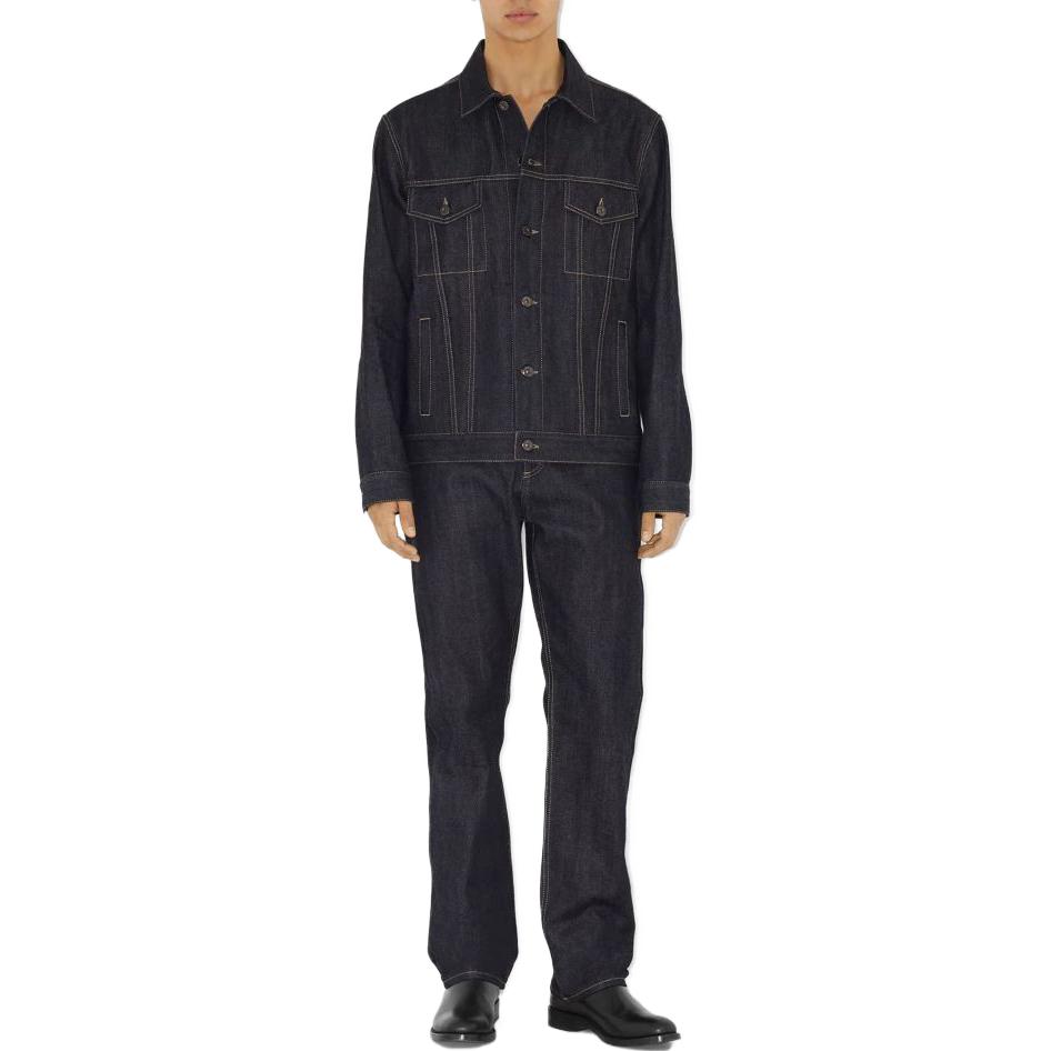 Lookbook Burberry 2023春夏直筒拉链靛蓝牛仔裤。 80715571