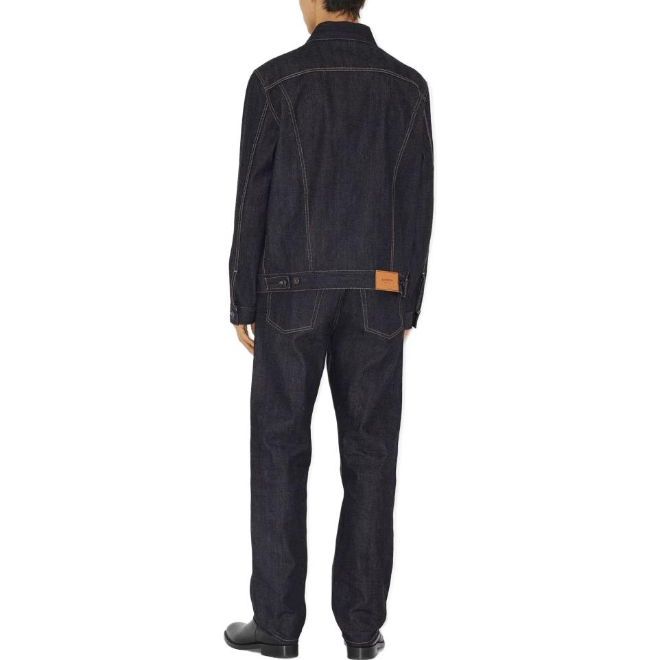 Shop Burberry 2023春夏直筒拉链靛蓝牛仔裤。 80715571