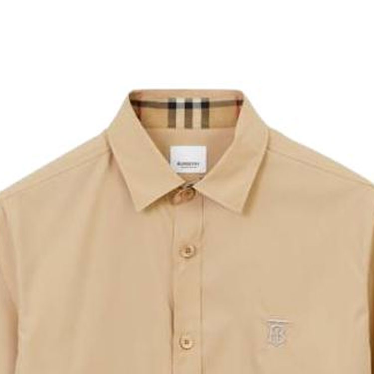 Shop Camisa Burberry SS23 Stretch con Logo de Caballero Ecuestre en Camel. 80666221