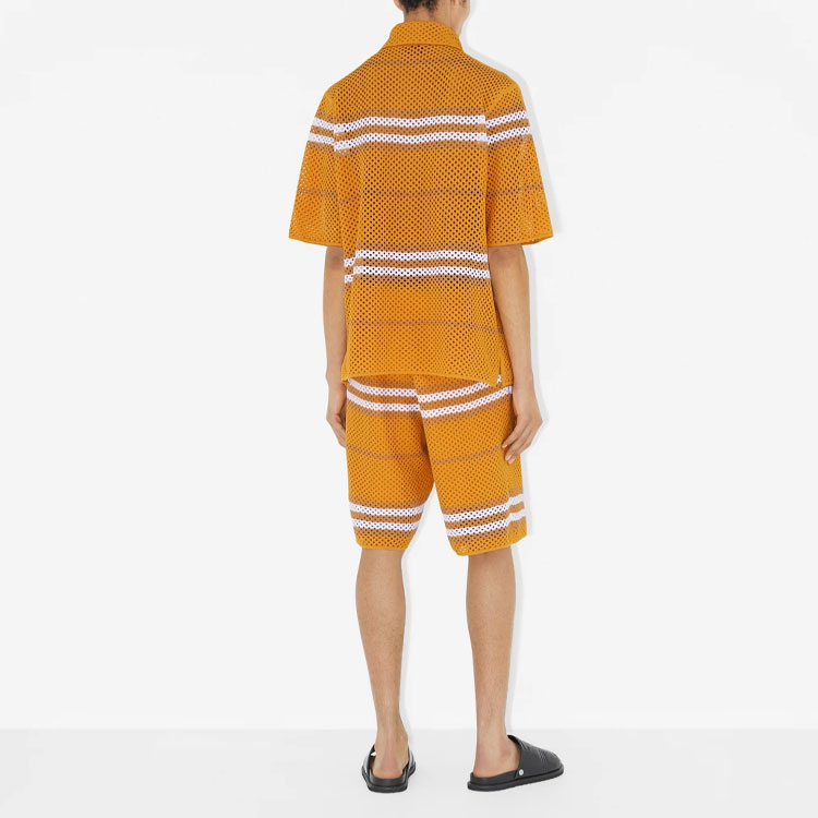 Shop 博柏利 SS23 条纹针织短裤 金盏花黄 80658951