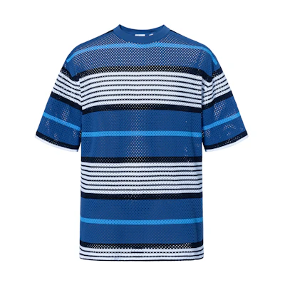 Burberry SS23 Striped Print Crewneck Short Sleeve T-Shirt Blue 80678841