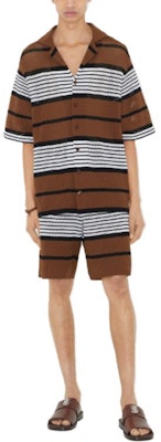 Burberry SS23 Striped Print Cuban Collar Short Sleeve Shirt Dark Birch Brown 80678831 Lookbook Burberry SS23 Striped Print Cuban Collar Short Sleeve Shirt Dark Birch Brown 80678831