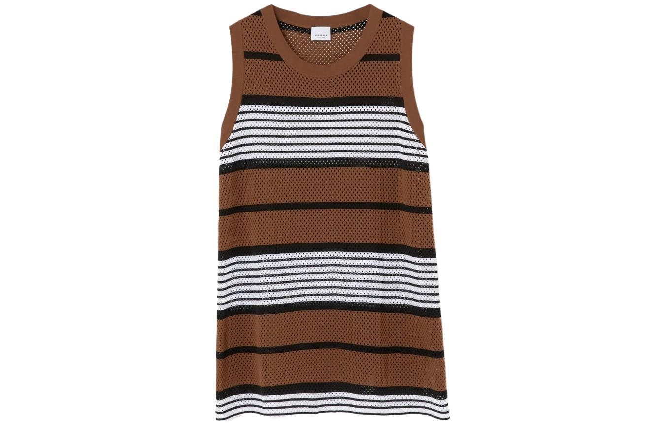 Order Burberry SS23 Tank Top Jalur Coklat Birch Gelap. 80678881