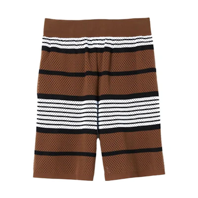 Burberry SS23 Striped Printed Mid-Rise Casual Shorts Dark Birch Brown 80678871