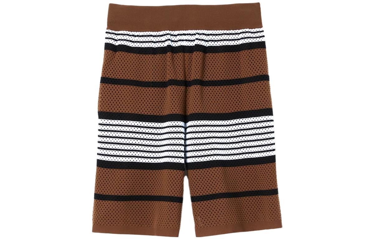 Order Burberry SS23  Striped Printed Mid-Rise Casual Shorts Dark Birch Brown 80678871