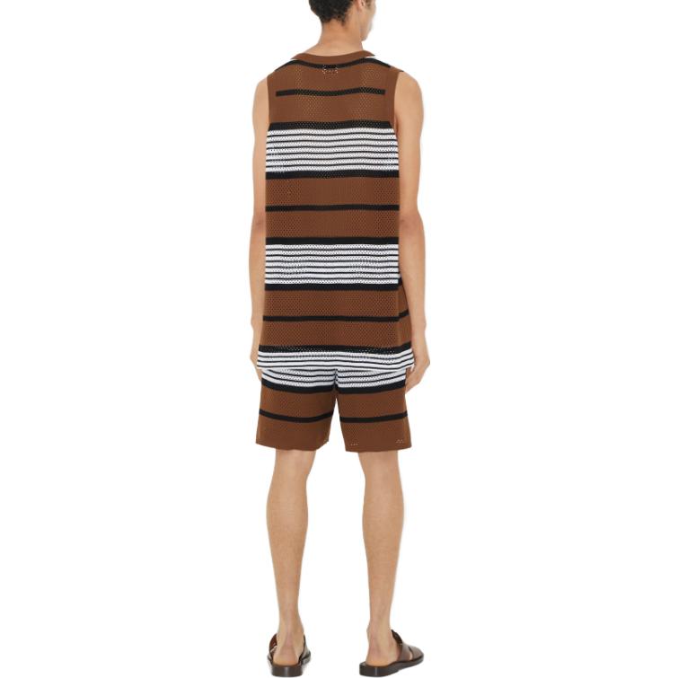 Lookbook Burberry SS23  Striped Printed Mid-Rise Casual Shorts Dark Birch Brown 80678871