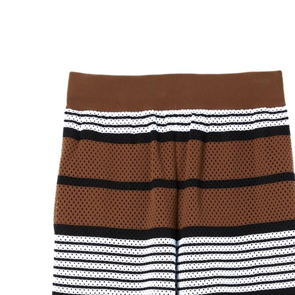 Shop Burberry SS23  Striped Printed Mid-Rise Casual Shorts Dark Birch Brown 80678871