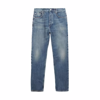 Burberry SS23 Tapered Distressed Button Pocket Jeans Blue 80715471