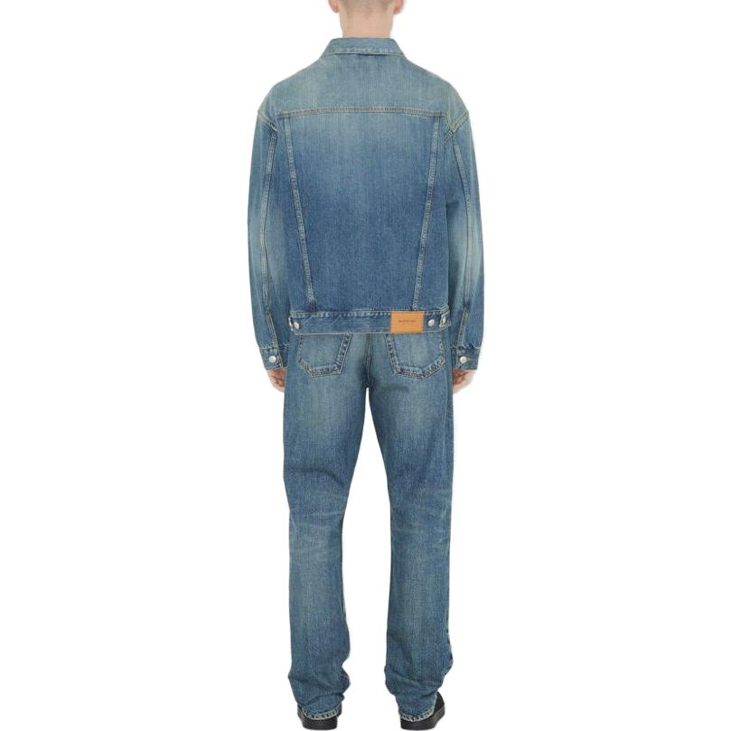 Shop Burberry SS23  Tapered Distressed Button Pocket Jeans Blue 80715471